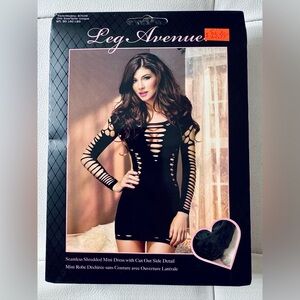 Leg Avenue Black Shredded Cut-Out Mini Dress